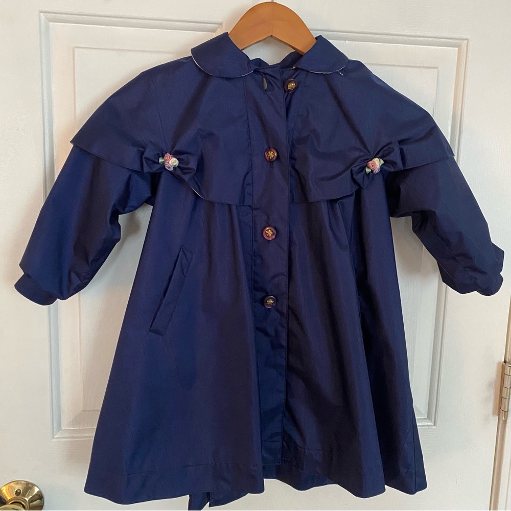 Little Girls Navy Spring Cape Coat